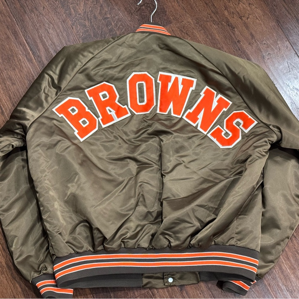 Vintage 1989 1980s Cleveland Browns NFL Chalk Line jacket coat MADE IN USA XL